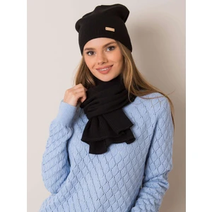 RUE PARIS Black set of hat and scarf