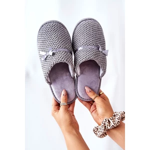 Women's Slippers With Bow Grey Evira