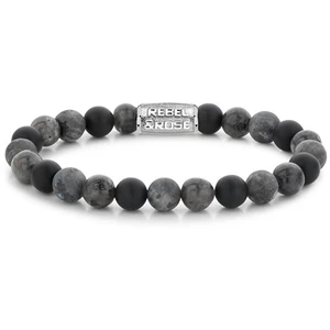 Rebel&Rose Korálkový náramek Grey Rocks RR-80069-S 19 cm - L