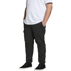 Jack&Jones PLUS Pánské kalhoty JPSTPAUL Tapered Fit 12181655 Black 46/34