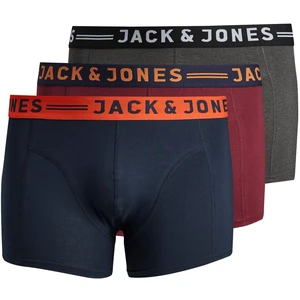 Jack&Jones PLUS 3 PACK - pánske boxerky JACLICHFIELD 12147592 Burgundy 7XL
