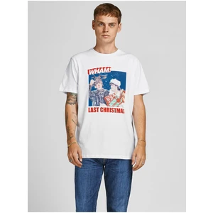 Bílé vánoční tričko Jack & Jones Wham - Pánské
