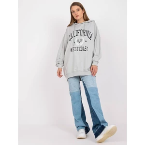 Gray sweatshirt with a printed design and long sleeves