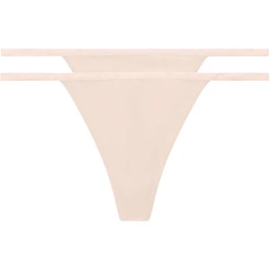 Calvin Klein 2 PACK - dámská tanga CK One QD3807E BUFF BEIGE S