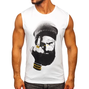 Maiou alb tank top cu imprimeu Bolf 14812