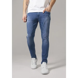 Skinny Ripped Stretch Denim Pants blue washed