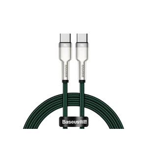 Kábel Baseus Cafule Series USB-C/USB-C 100W 1m (CATJK-C06) zelený dátový kábel • USB-C • odolnosť proti oderu a oxidácii • vhodný pre nabíjanie • nylo