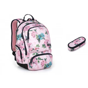 Růžový batoh s květinami Topgal ROTH 22029 -,Růžový batoh s květinami Topgal ROTH 22029 -