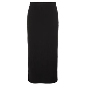 Black Ribbed Midi Skirt with Slit Pieces Kylie - Women