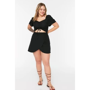 Trendyol Curve Black Ruffle and Cutout Detailed Woven Dress
