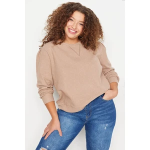 Trendyol Curve Stone Crew Neck Thessaloniki Thin Knitted Sweatshirt.