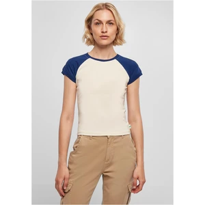 Women's Organic Stretch Short Retro Baseball T-Shirt White Sand/Space Blue