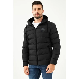 D1fference Men's Black Fleece Waterproof And Windproof Hooded Sports Winter Puffy Coat.