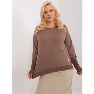 Brown plus size blouse with long sleeves