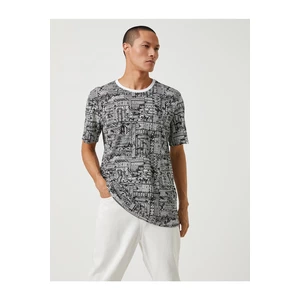Koton Ethnic T-Shirt with Printed Crew Neck Short Sleeve