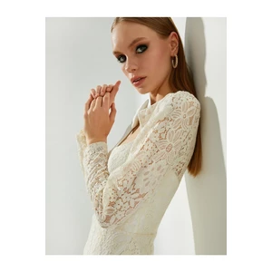 Koton Bow Detailed Lace Bridal Mini Dress