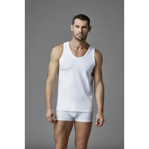 Dagi Men's White Wide Collar Combed Cotton Singlet