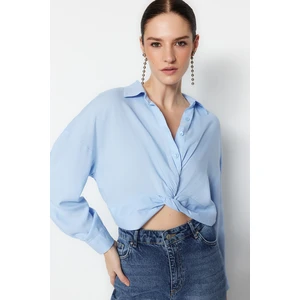 Trendyol Light Blue Woven Gathered Blouse