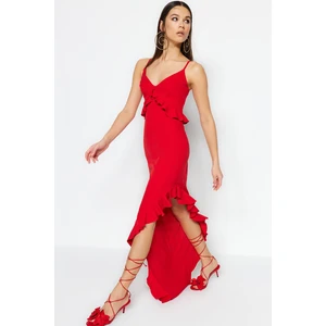 Trendyol Red Woven Long Evening Dress