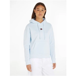 Světle modrá dámská mikina Tommy Jeans Badge Hoodie - Dámské