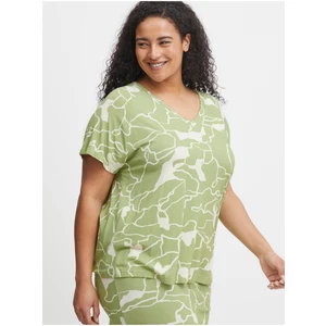 White-green women's patterned T-shirt Fransa - Women