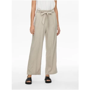 Beige Ladies Linen Wide Trousers JDY Say - Women