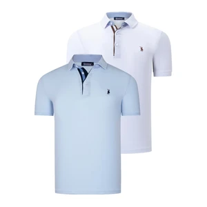 DUAL SET T8582 DEWBERRY MENS T-SHIRT-BABY BLUE-WHITE