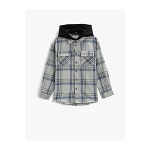 Koton Lumberjack Hooded Shirt with Cover and Double Pocket, Soft Textured