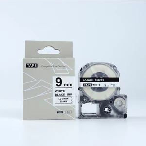 Epson HTS9KW, 9mm x 8m, černý tisk / bílý podklad, kompatibilní páska