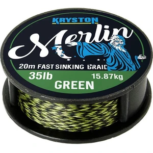 Kryston návazcová šňůrka merlin fast sinking braid zelená 20 m-nosnost 15 lb