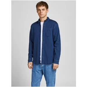 Tmavě modrá džínová košile Jack & Jones Indigo - Pánské