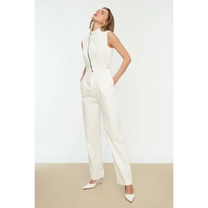 Trendyol White Zipper Jumpsuit