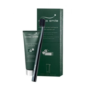 swiss smile Vitalizing Herbal darčeková kazeta zubná pasta Vitalizing Herbal 75 ml + zubná kefka Sensitive-Soft Green 1 ks unisex