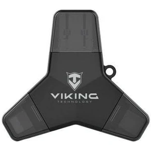 VIKING USB FLASH DISK 3.0 4v1 128GB, S KONCOVKOU APPLE LIGHTNING, USB-C, MICRO USB, USB3.0, černá