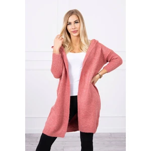 Sweater with hood dark pink