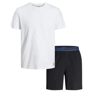 Jack&Jones Pánské pyžamo JAC Regular Fit 12221863 White Shorts Black S