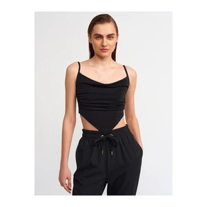 Dilvin 20110 Draped Crop Top-black