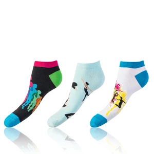 Bellinda <br />
CRAZY IN-SHOE SOCKS 3x - Moderné farebné nízke crazy ponožky unisex - modrá - zelená - čierna