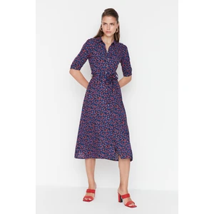 Női ruha Trendyol MultiColored BeltEd Shirt Dress