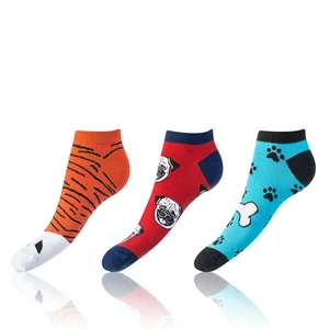 Bellinda <br />
CRAZY IN-SHOE SOCKS 3x - Moderné farebné nízke crazy ponožky unisex - oranžová - červená - modrá