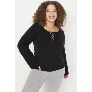 Trendyol Curve Black Lace Detailed Knitwear Sweater