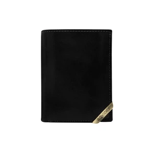 Black and dark brown men's wallet with gold accent