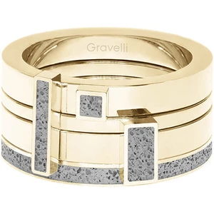 Gravelli Sada štyroch prsteňov s betónom Quadrium zlatá / šedá GJRWYGG124 56 mm