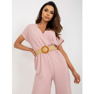 Light pink summer jumpsuit with wide legs