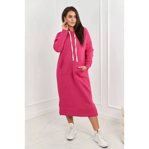 Long fuchsia dress with hood