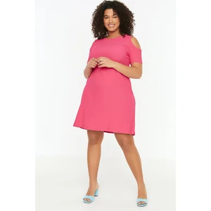 Trendyol Curve Fuchsia A-line Knitted Window/Cut Out Detailed Dress