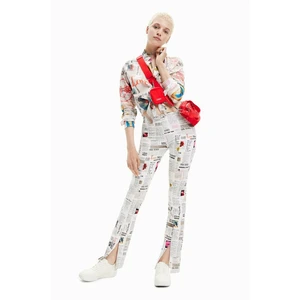 White Women Patterned Trousers Desigual Newspaper - Women