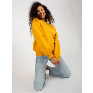 Dark yellow basic sweatshirt with wide sleeves