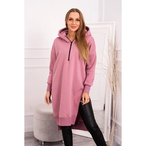 Insulated sweatshirt with slits on the sides dark pink