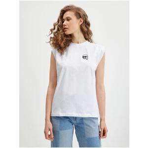 White Women's T-Shirt KARL LAGERFELD Ikonik - Women